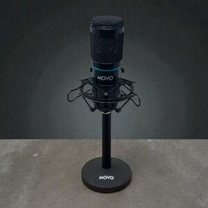Movo Professional Condenser Microphone with Shock Mount and Desktop Stand Studio